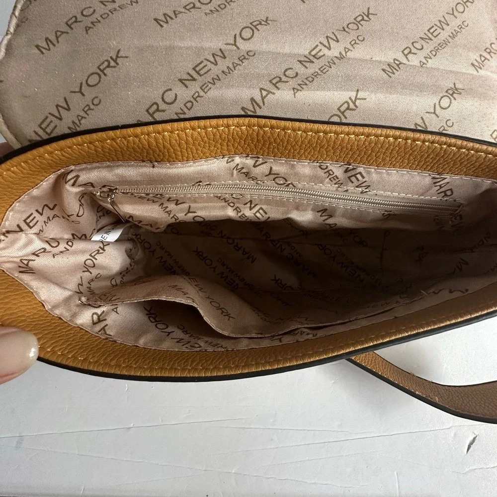 Marc NY‎ Andrew Marc Pebbled Leather Quilted Flap Purse Handbag Mustard Gold Y2K